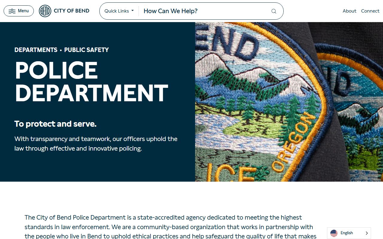 Bend Police Department website for arrest records and services
