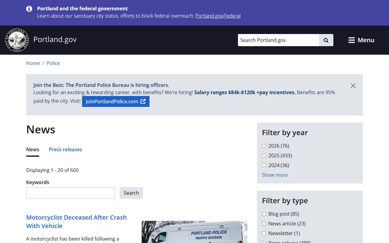 Portland arrest records news from the Portland Police Bureau