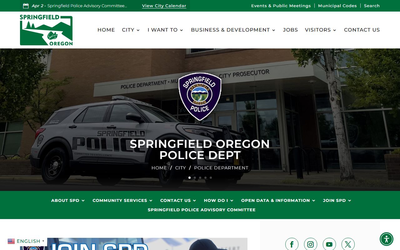 Springfield Police Department website showing arrest records services