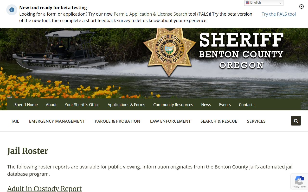 Benton County Sheriff website for arrest records