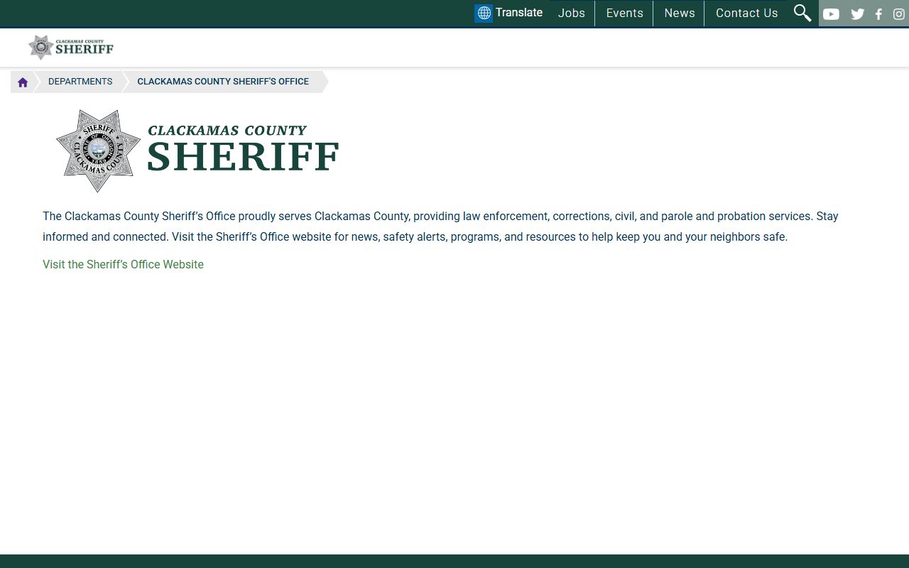 Clackamas County Sheriff website for arrest records