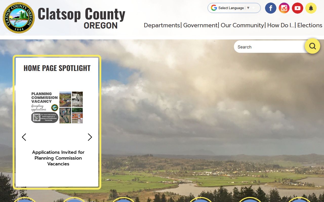 Clatsop County homepage with links to arrest records