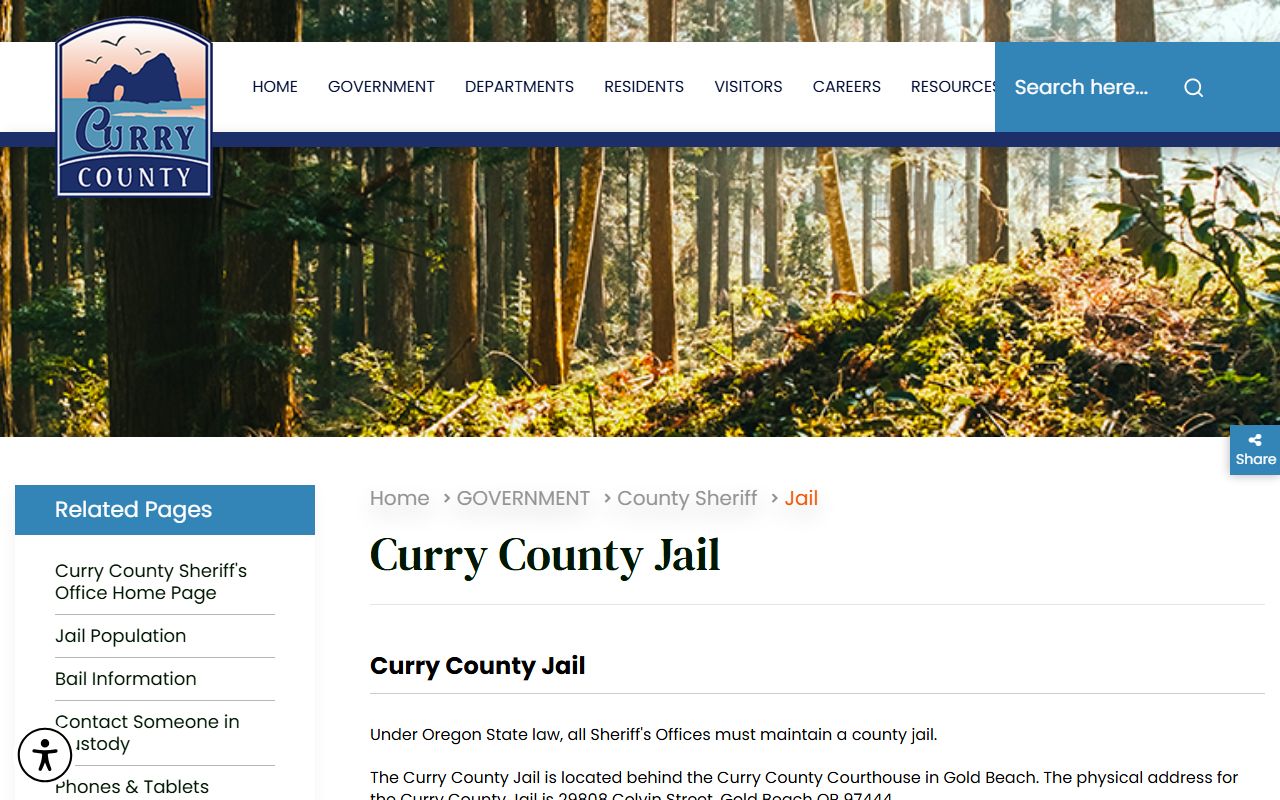 Curry County arrest records jail page on sheriff website