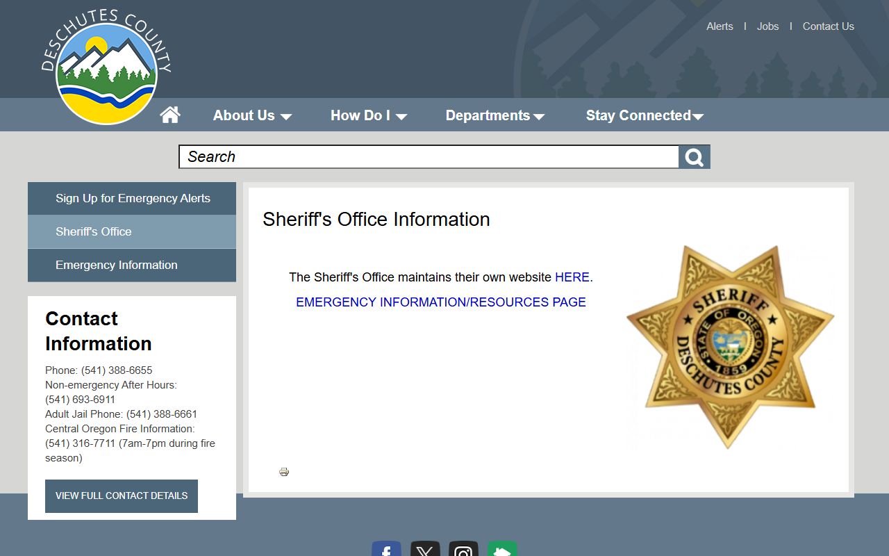 Deschutes County arrest records sheriff office website