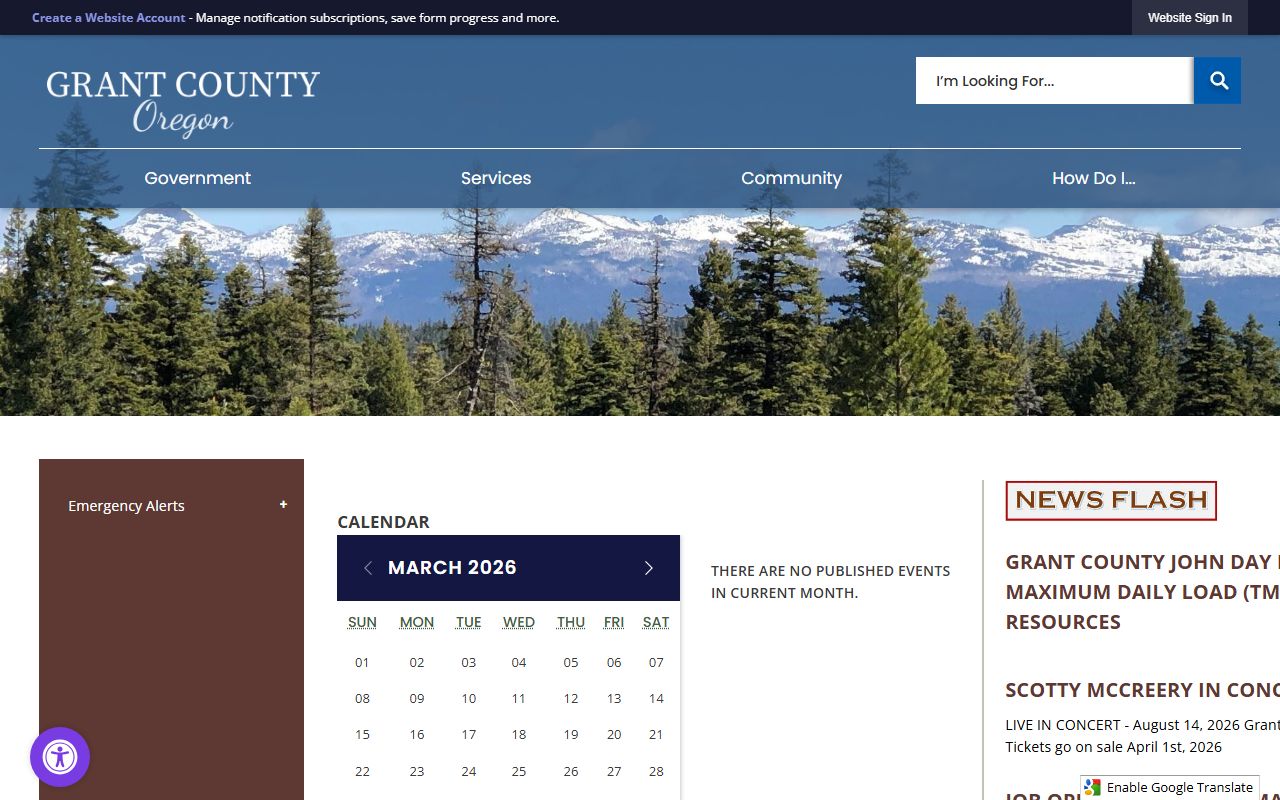 Grant County arrest records homepage