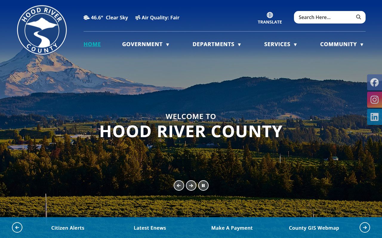 Hood River County homepage for arrest records access