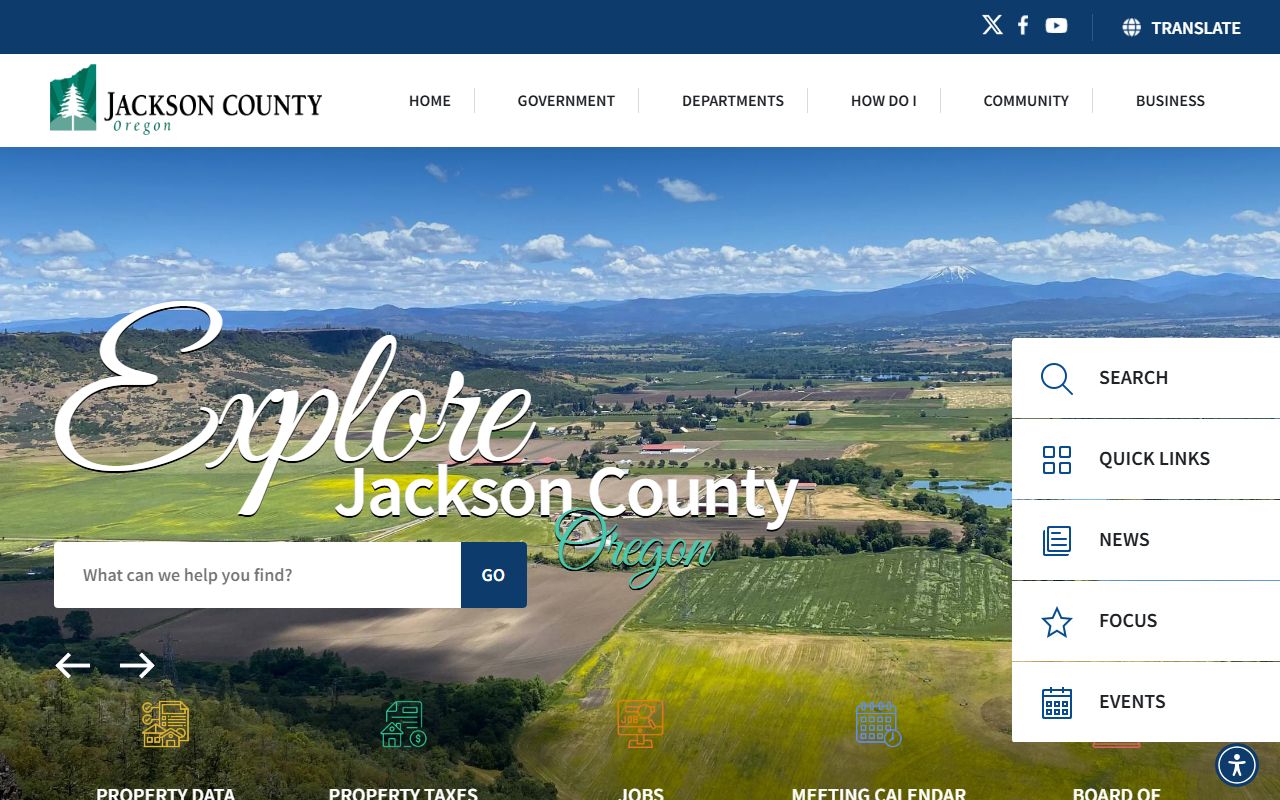 Jackson County homepage for arrest records information