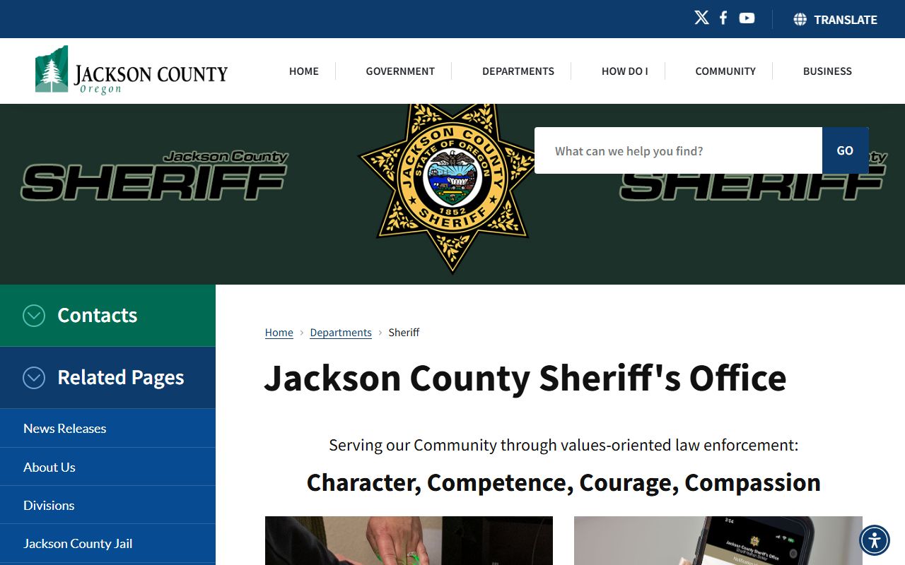 Jackson County Sheriff website for arrest records