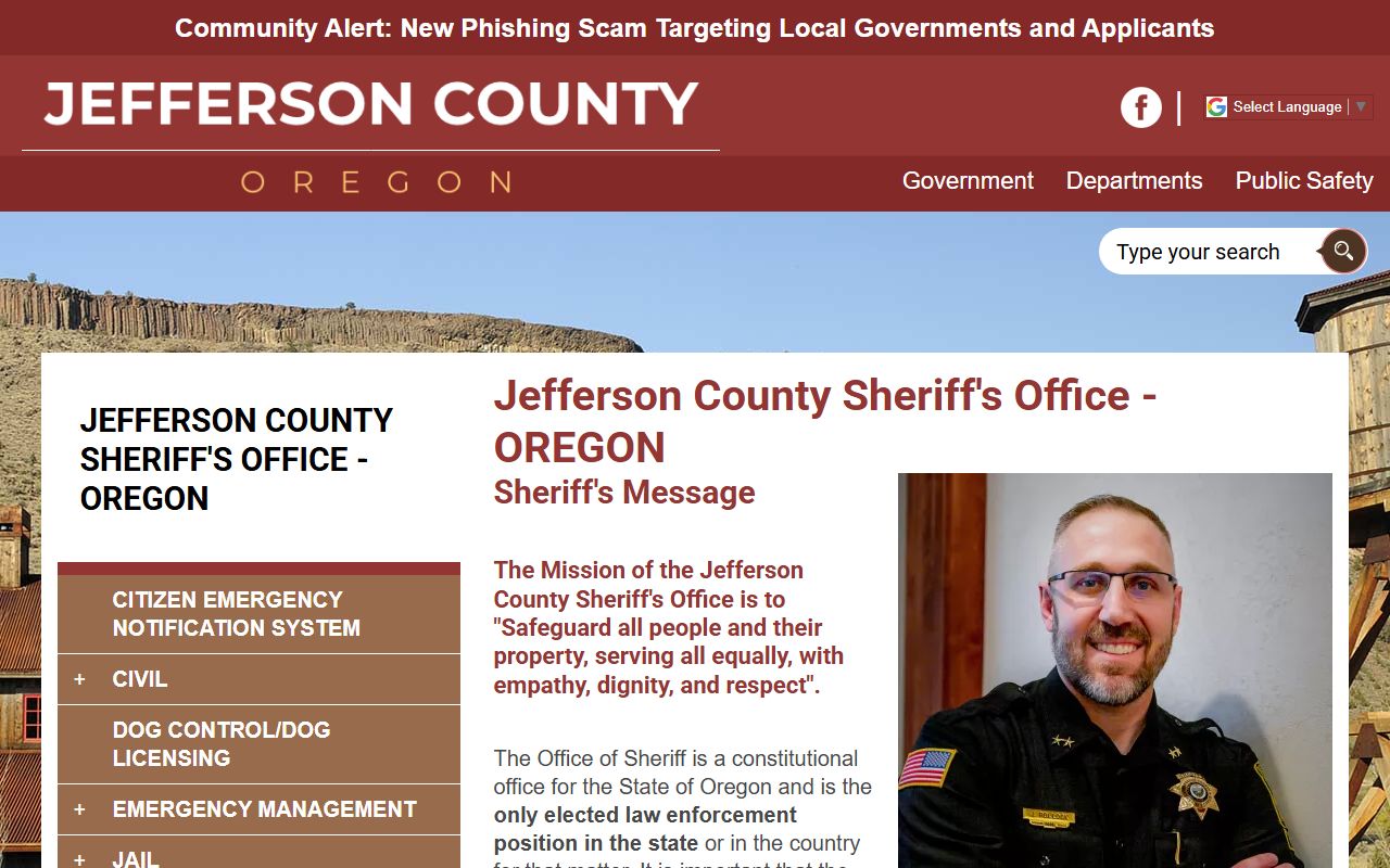 Jefferson County Sheriff page for arrest records