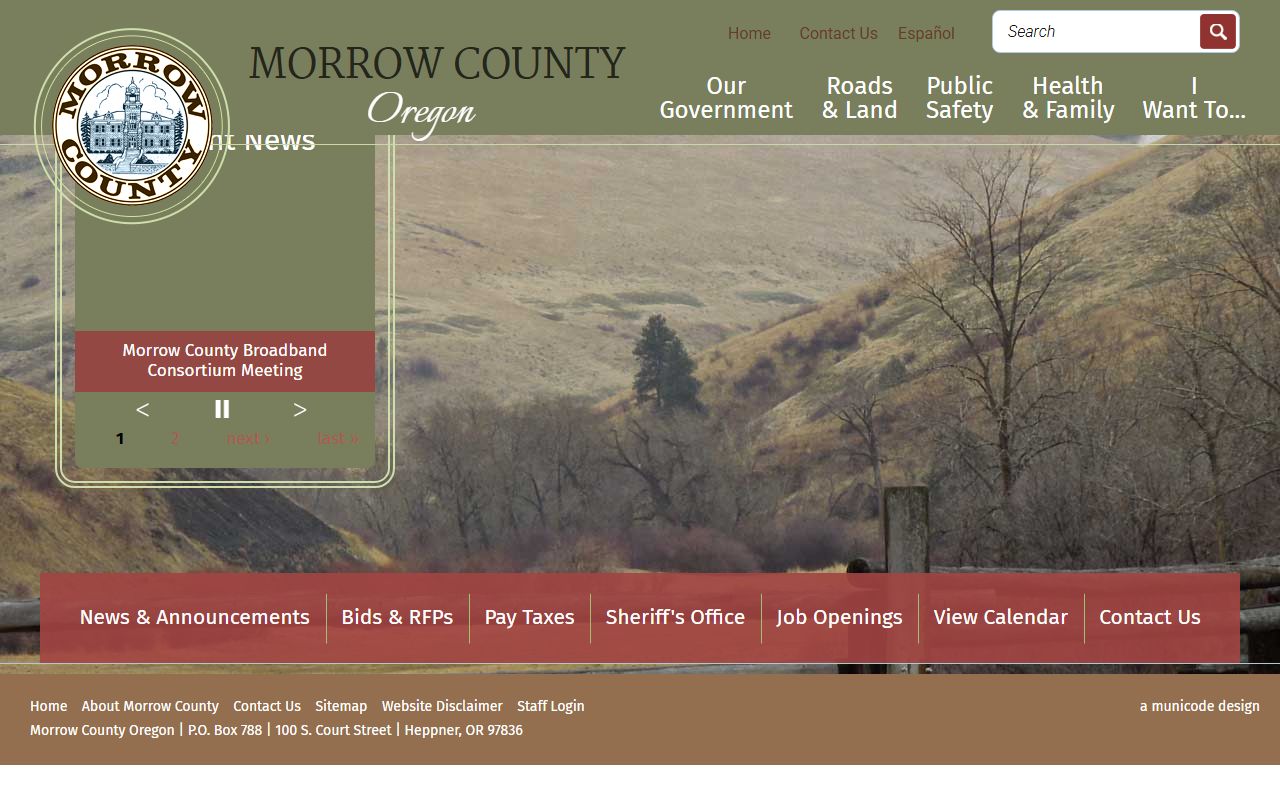 Morrow County arrest records homepage in Heppner Oregon
