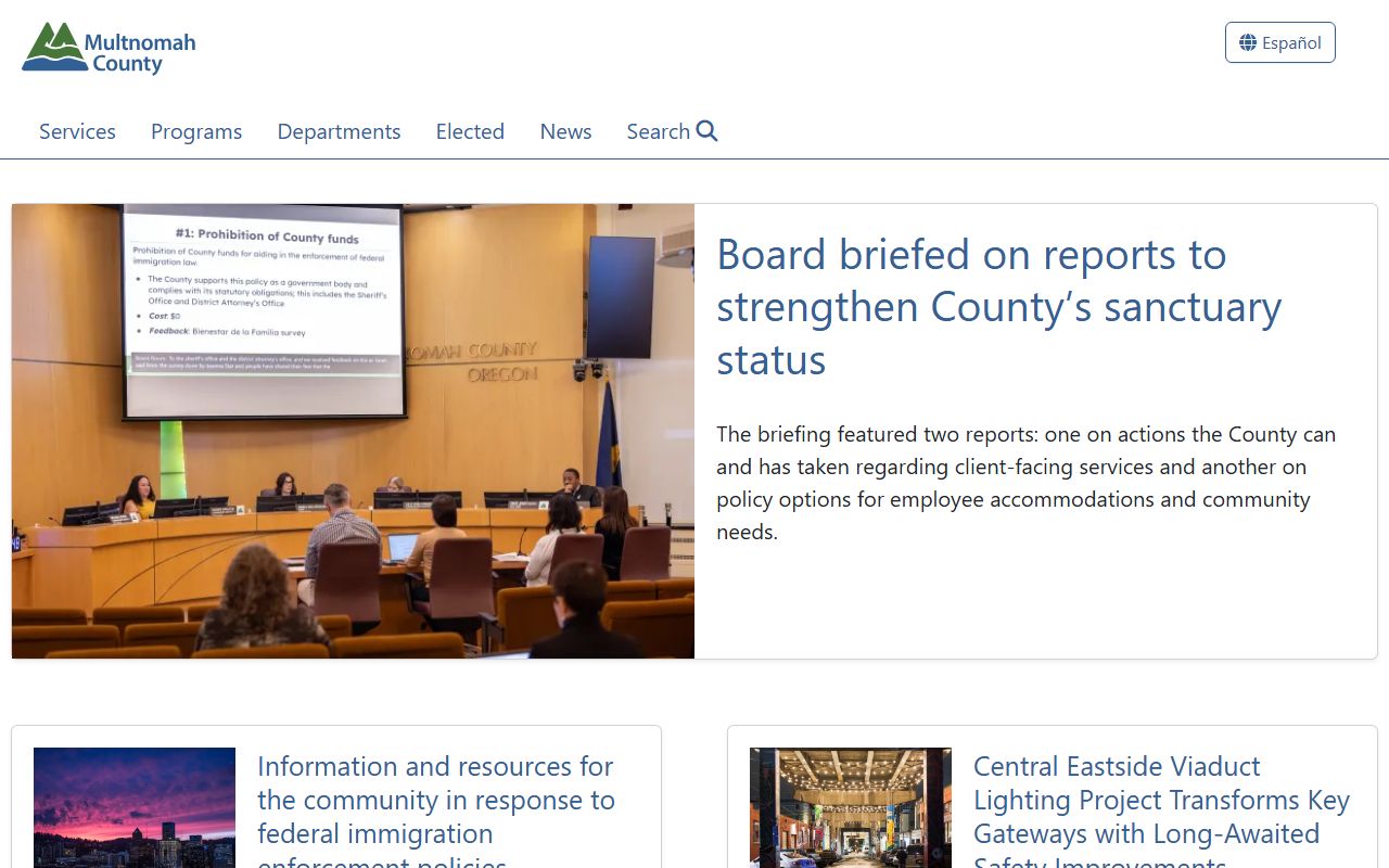 Multnomah County arrest records homepage in Portland Oregon