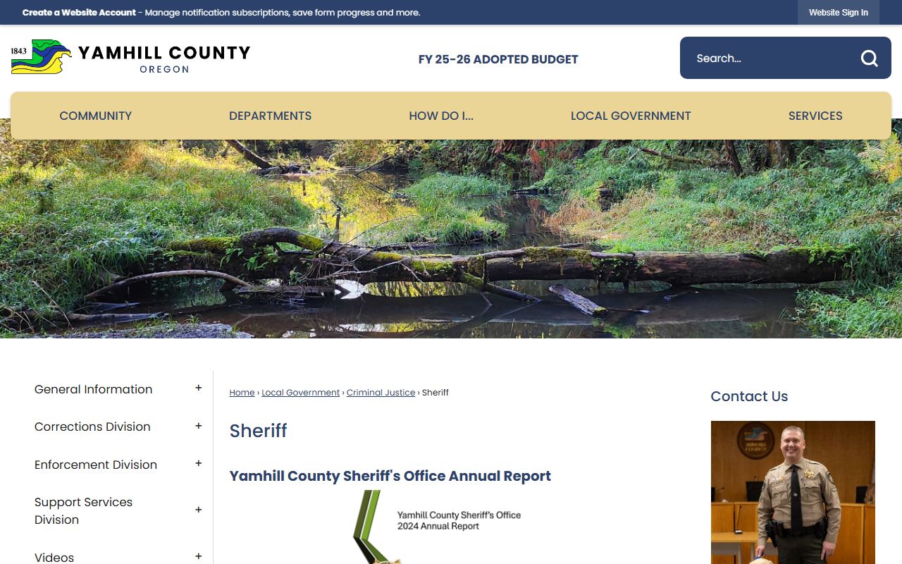 Yamhill County Sheriff website for jail and arrest record information